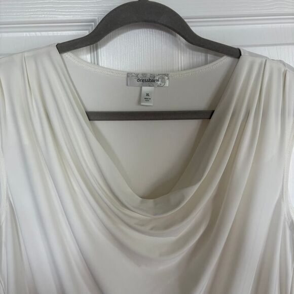 Dressbarn Sleeveless Drape Neck Blouse White XL - Picture 2 of 7
